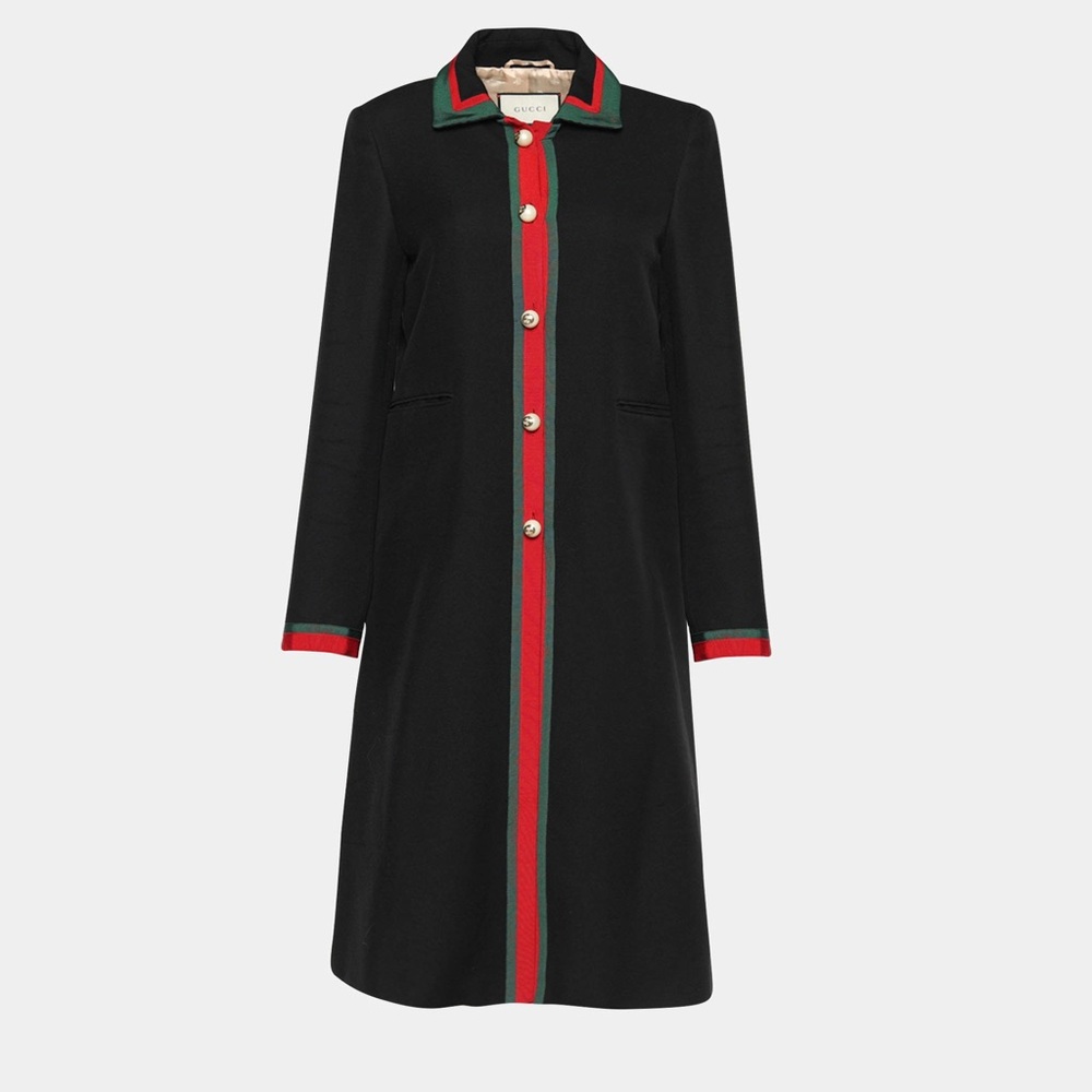 Gucci Black Coat with Red and Green Trim